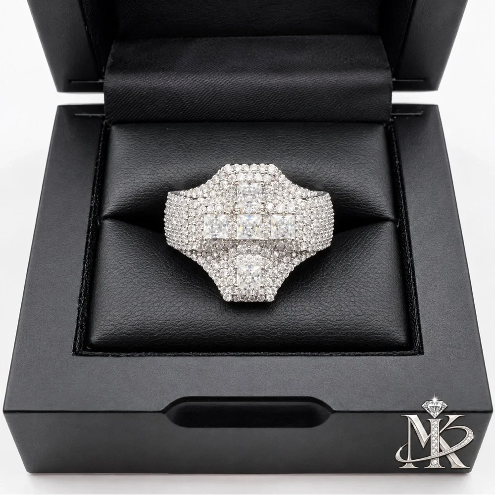 925 Sterling Silver 4.00CTW MOISSANITE Cross Men’s Ring Size 10 or 11